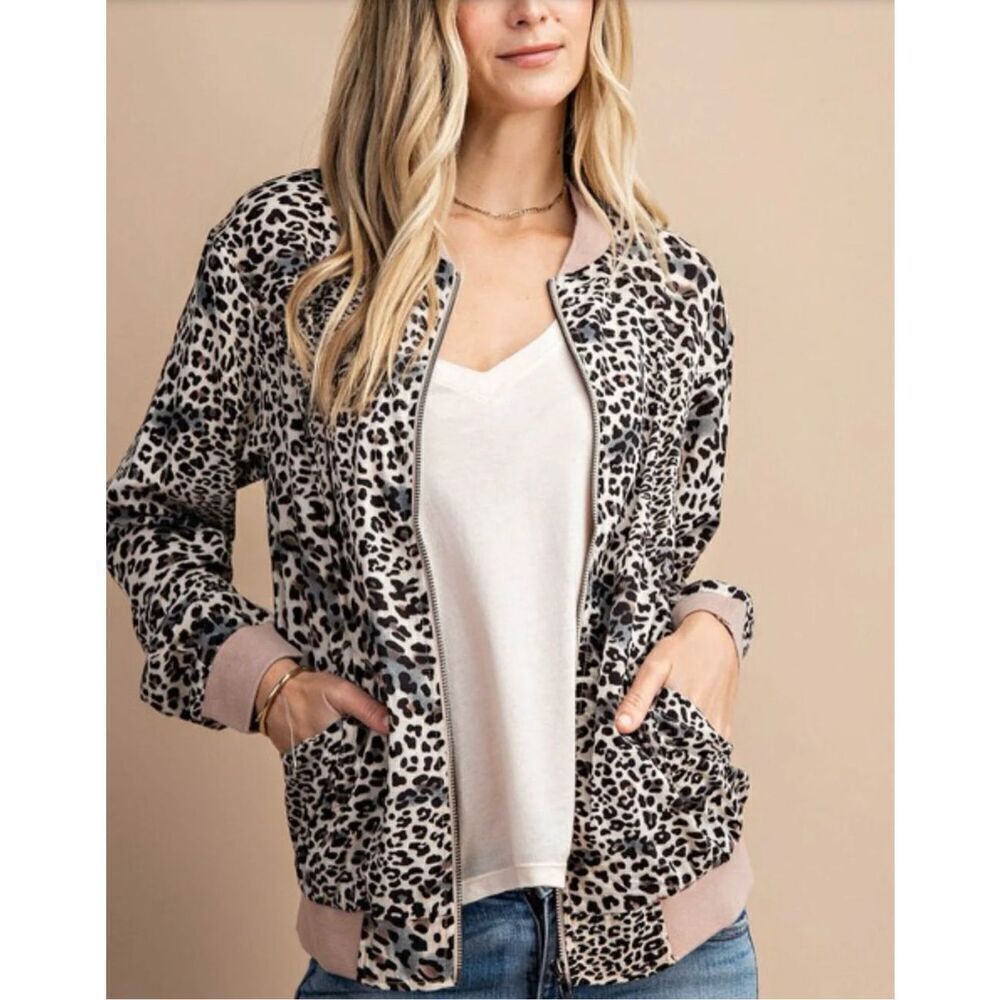 Kori America Plus Front Zip Cheetah Light Weight Jacket Size 1XL